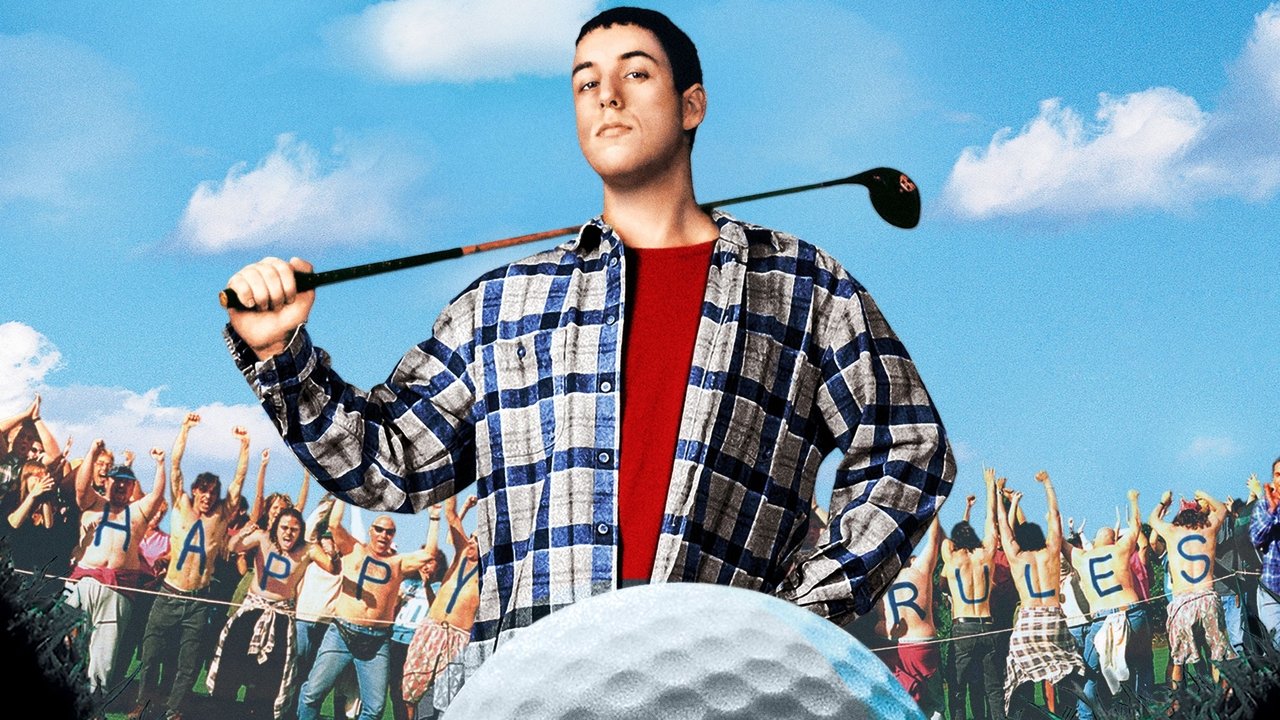 Adam Sandler as Happy Gilmore holding a golf club